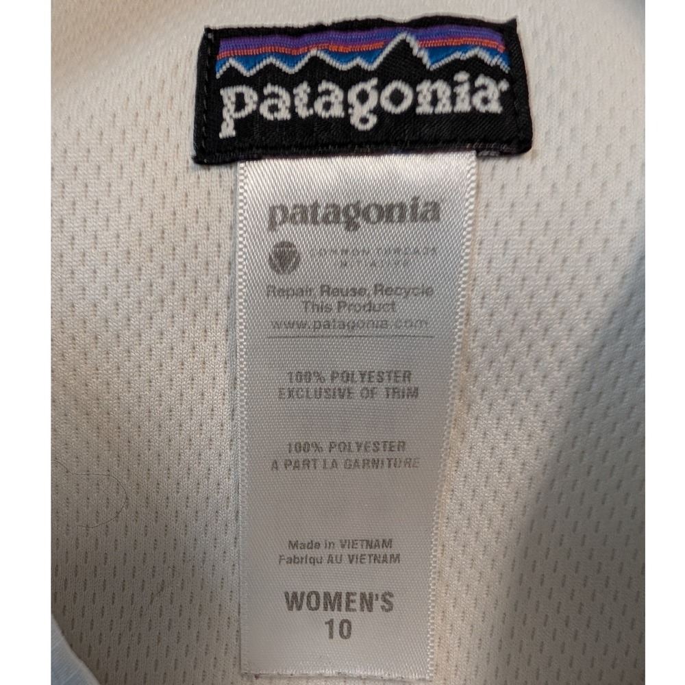 Patagonia Women Long Sleeve Snap Front Fishing Hiking Shirt 10 White Ripstop - Picture 2 of 11